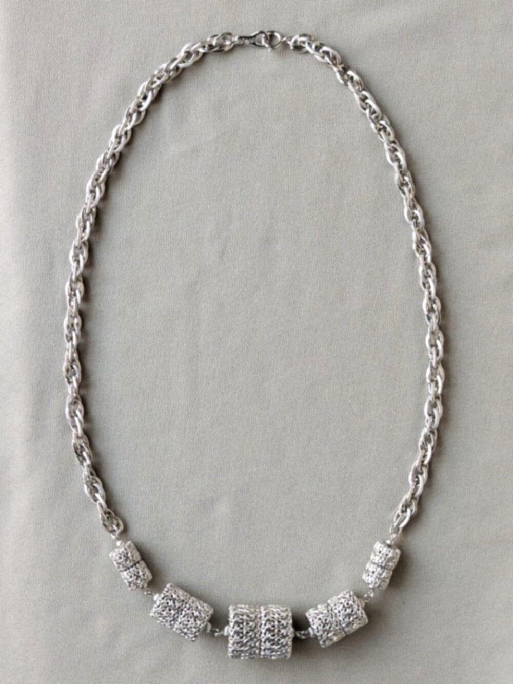 Vintage 1970s Signed Joël Silver Tone Necklace By Joel H. Mazer Rare